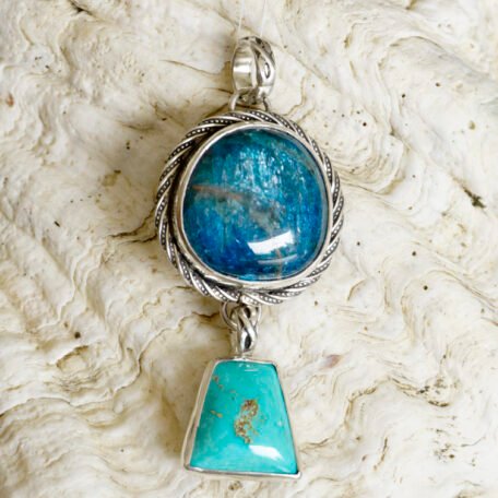 Blue Apatite & Turquoise Pendant 003