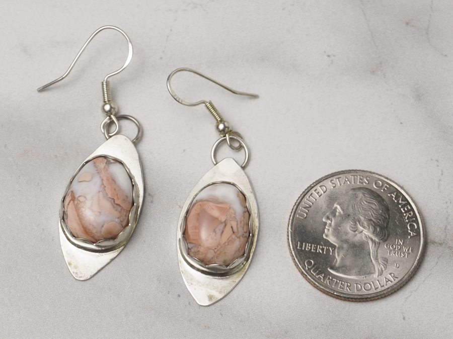 Cotton Candy Agate Silver Earrings 003