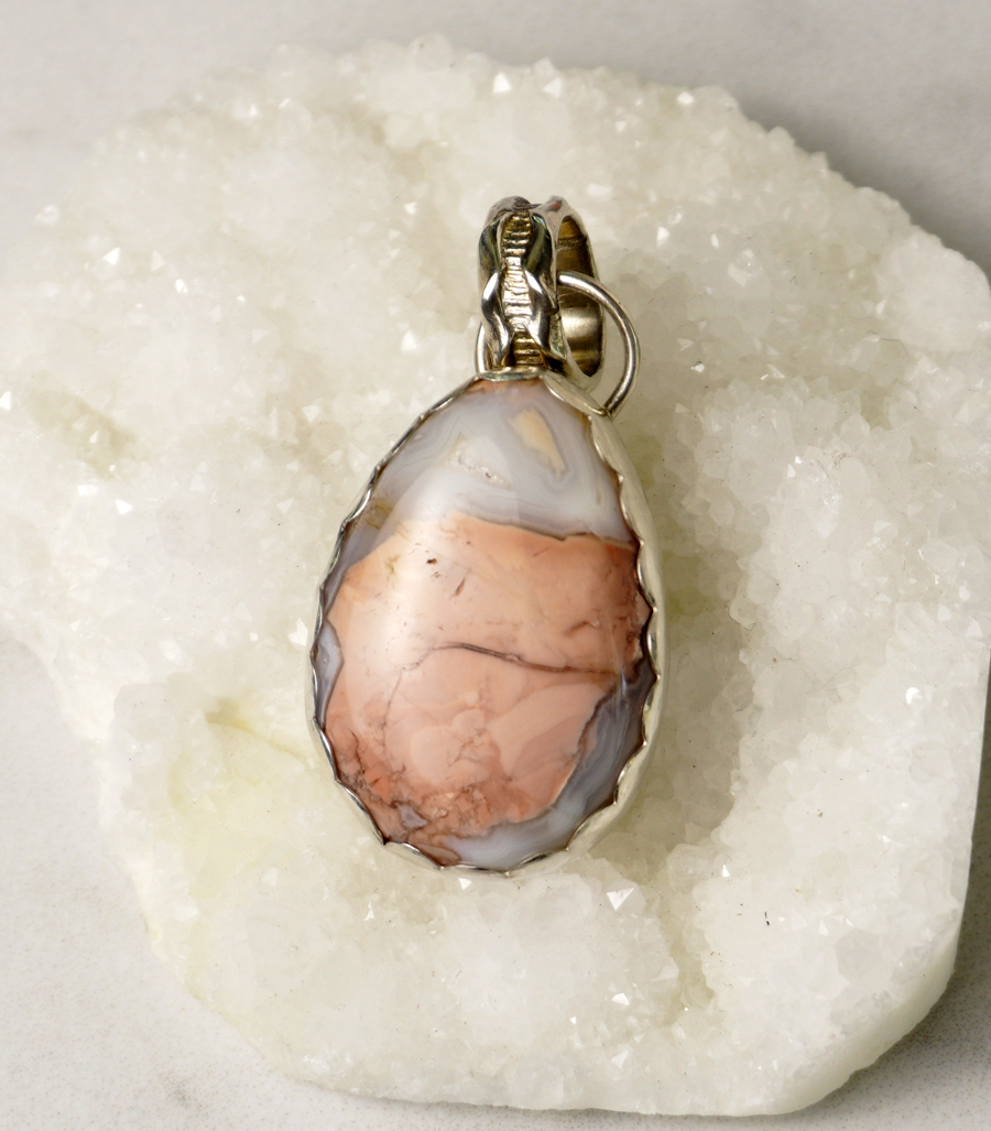 Cotton Candy Agate Silver Pendant 004